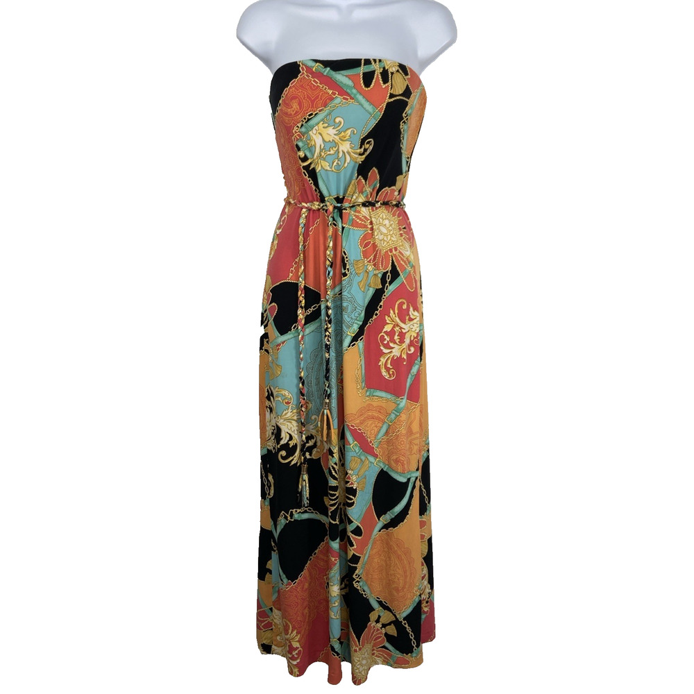 Vintage Cache Small Strapless Baroque Maxi Dress Versace Vibes
